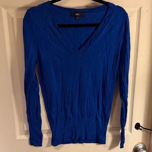 Mossimo Supply Co. Blue V-Neck Long Sleeve Top